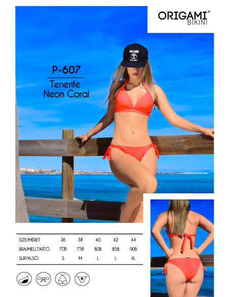 Tenerife Neon Coral P-607 Origami Bikini