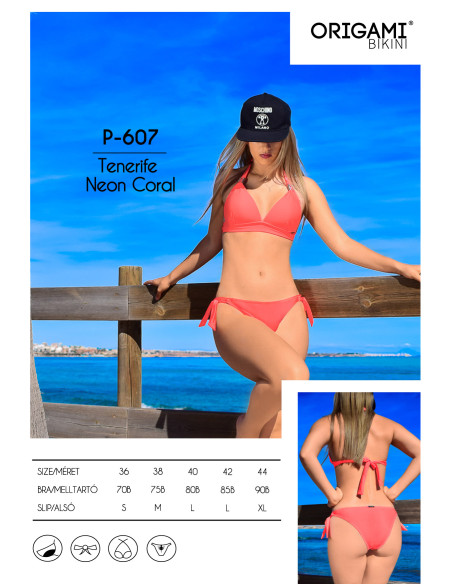 Tenerife Neon Coral P-607 Origami Bikini