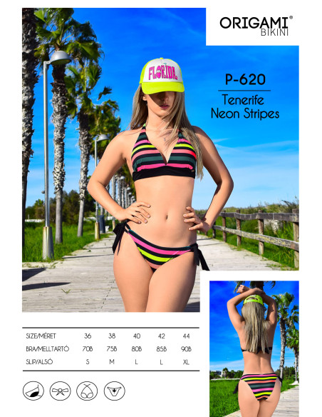 Tenerife Neon Stripes P-620 Origami Bikini