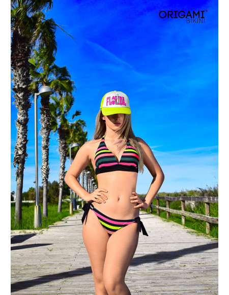 Tenerife Neon Stripes P-620 Origami Bikini